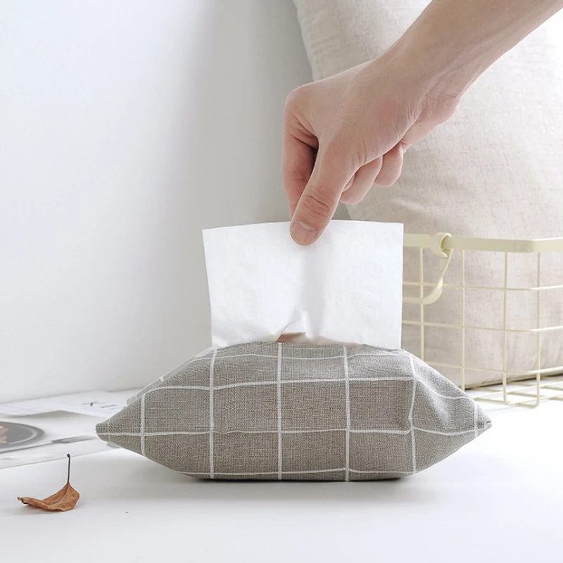 

Cotton Linen Tissue Box Towel Napkin Dispenser Storage Bag Paper Holder Cover Tissue Case Home Car Desktop Organizer Home Decor