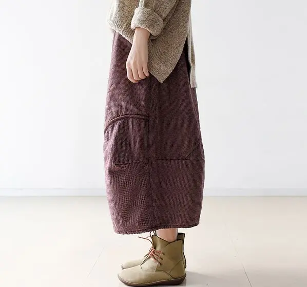 Оригинальная зимняя теплая винтажная Женская юбка, эластичная талия, хлопок, китайский стиль, национальная длинная юбка, высокое качество, Женская Saia
