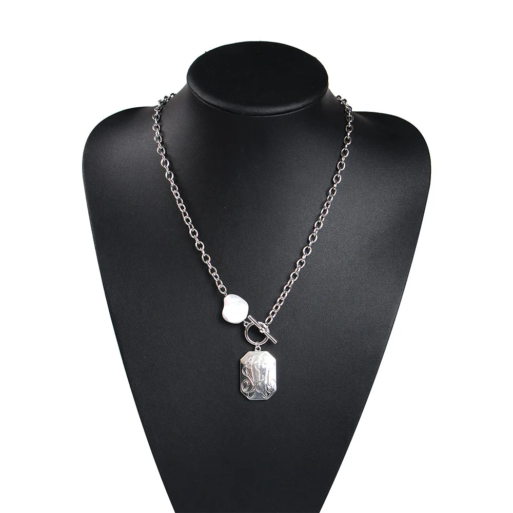 KMVEXO, новинка, модные серебристые цепи, необычное жемчужное ожерелье с геометрическим металлическим замком, подвески, ожерелье для женщин