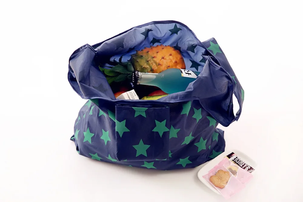 Shushiruo Eco Friendly Foldable Ping Bag Nylon Fabric Reusable Grocery Organizer Beach Bags Tote Travel Storage Handbag