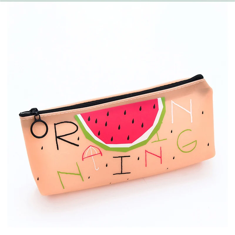 Cute Kawaii Pencil Case Silicone Cartoon Fruit PenBox Zipper Pencil Bag for Student Gift School Pencil Pouch Stationery Supplies (18)