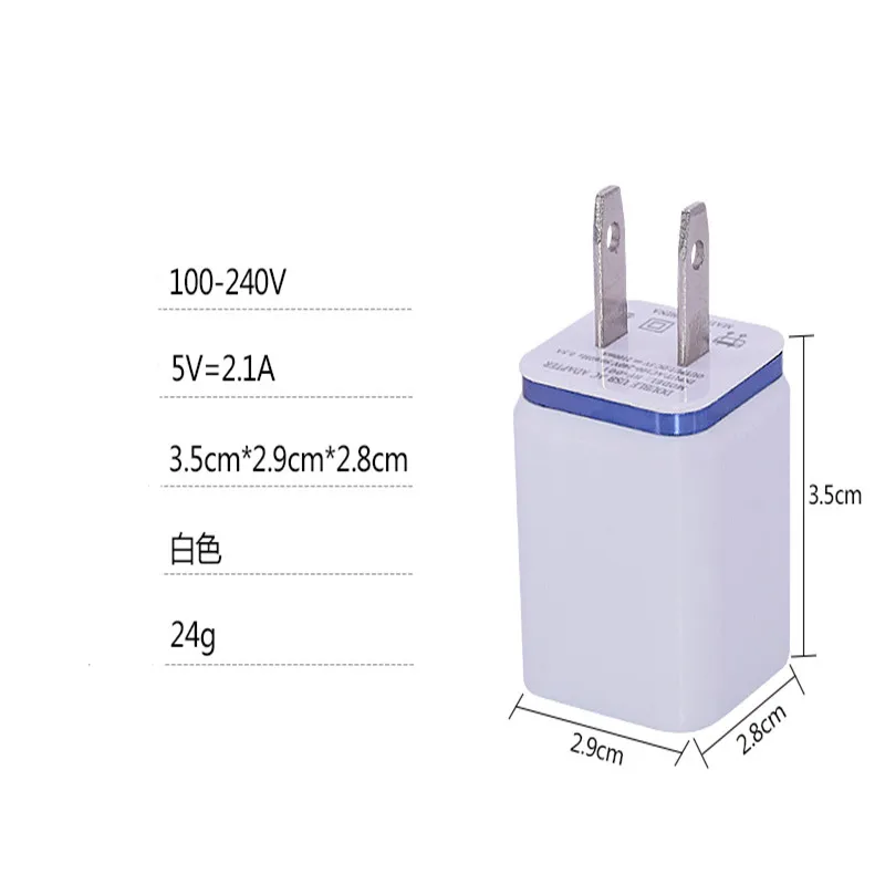 Новое поступление, универсальное зарядное устройство для телефона 5 в 2,1 А, штепсельная вилка европейского стандарта с двумя usb зарядными головками, портативное зарядное устройство для путешествий