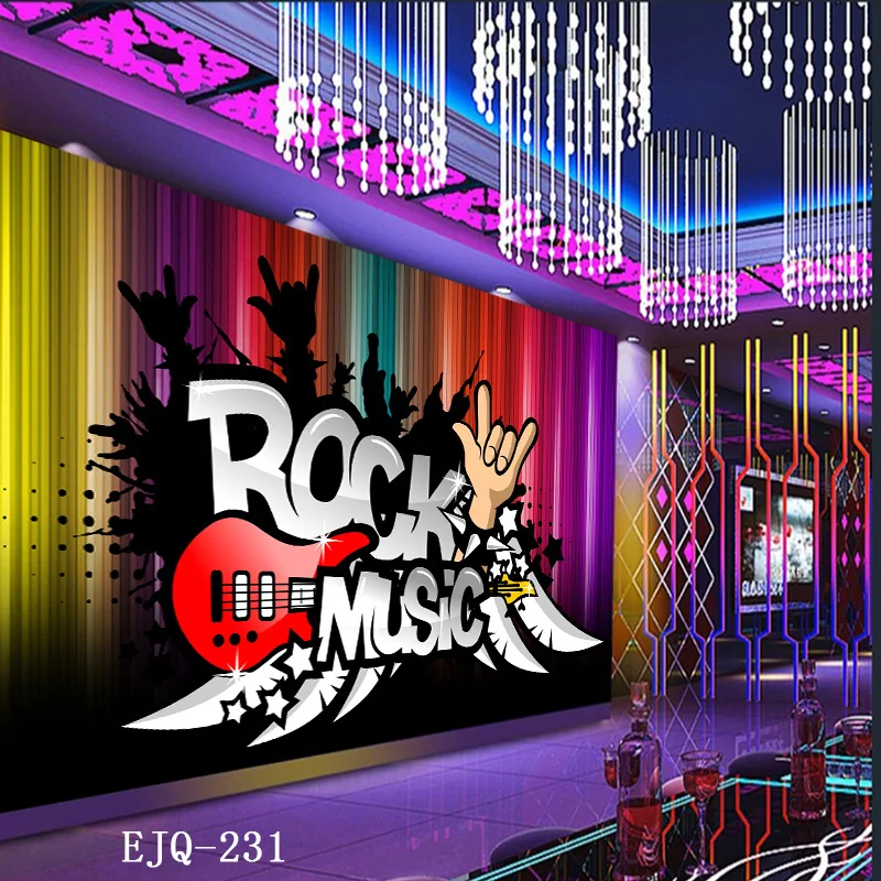 

Customized mural 3D as KTV rock music Bar background wallpaper Europe style relief background wallpaper