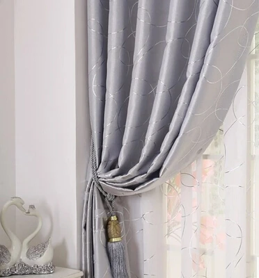 

brief modern Geometric Solid silver window screening tulle/sheer curtain decoration and blackout Window curtains for living room