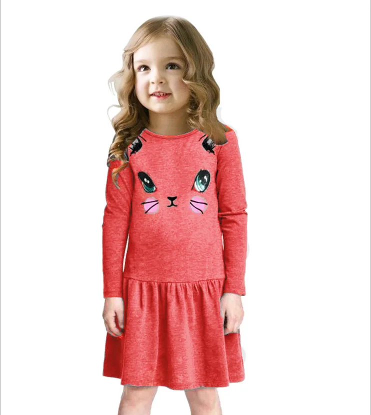 

Girl Dresses New 2016 fashion Long Sleeve Cute Mouse Children Clothing Kids Girls Dress 3 color Kids Clothes
