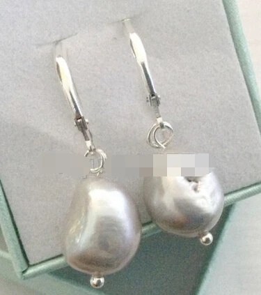 

Miss charm Jew000013 HANDMADE REAL SILVER GRAY BAROQUE PEARL EARRING