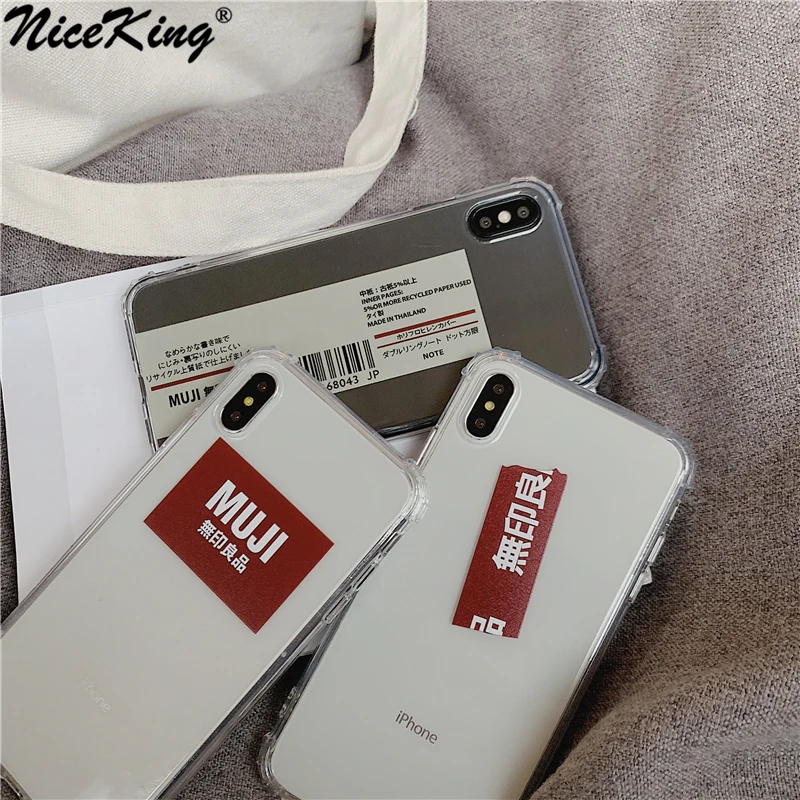 

Niceking Ins Japanese Simple MUJI Label Brand Phone Case For iPhone 11 Pro Max 6 6s 7 8 Plus X XS XR XS Max Clear Soft Tpu Cover