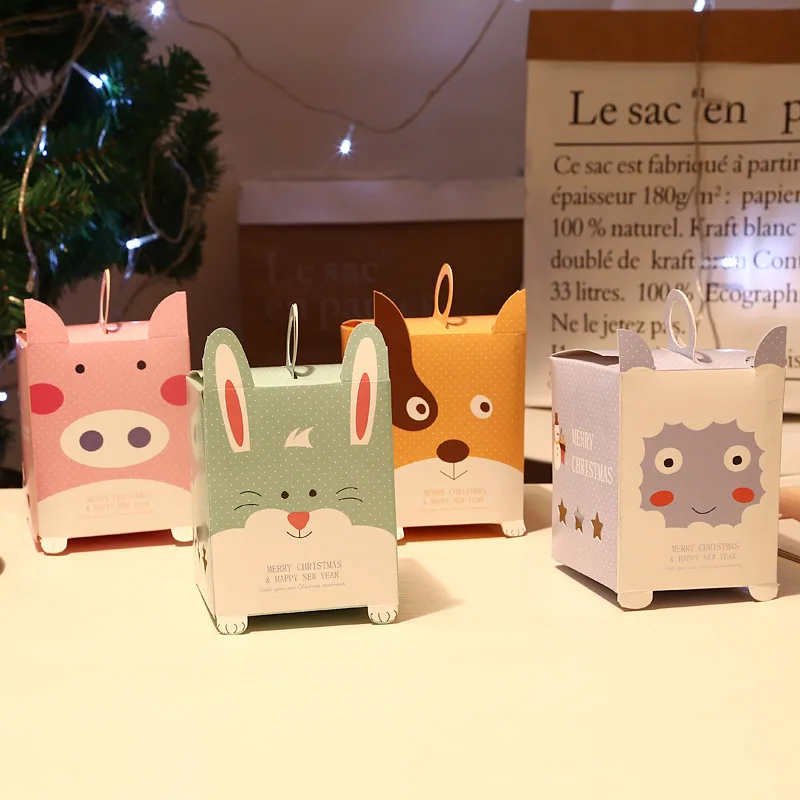 

Farm Animals Candy Boxes Paper Rabbit Sheep Pig Merry Christmas Party Supplies New Year Gift Packaging Lollipop Decorative Cards