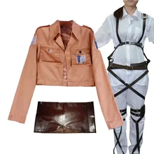 Атака на Титанов Косплей Shingeki no Kyojin Mikasa Ackerman косплей костюм шаль ремень Костюм кожаные шорты полный комплект