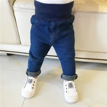 Детские Леггинсы зимние с добавлением шерсти вязаные теплые штаны с высокой талией для маленьких мальчиков и девочек синие джинсы штаны на подгузник для малышей одежда для малышей