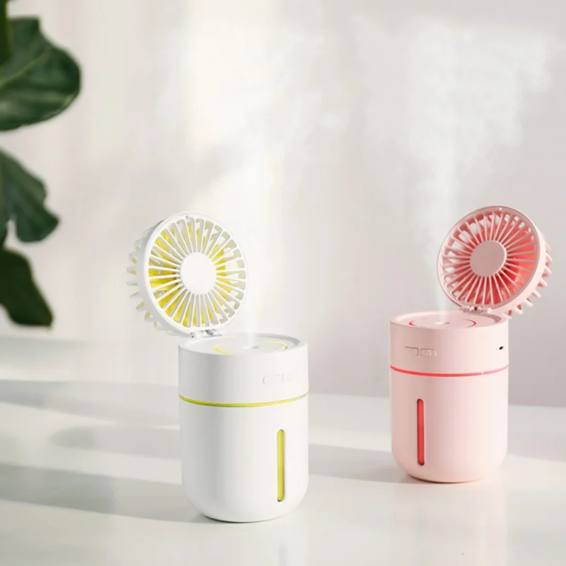 

2 In 1 Portable Mini USB Fan Humidifier Cool Mist Humidifier With Personal Folding Fan 3-Speed Adjustable For Home Bedroom