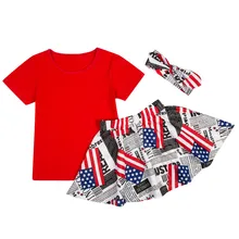 Baby sets kids girl 3 pcs baby suit girls tutu skirts clothes include hair headband t-shirts + skirt clothing sets 4th of July