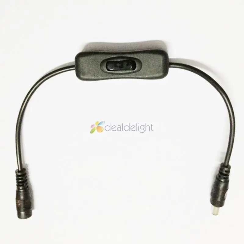 

5pcs 30CM length 5.5X2.1mm DC Power cable connector with Switch for LED strip Free Shipping