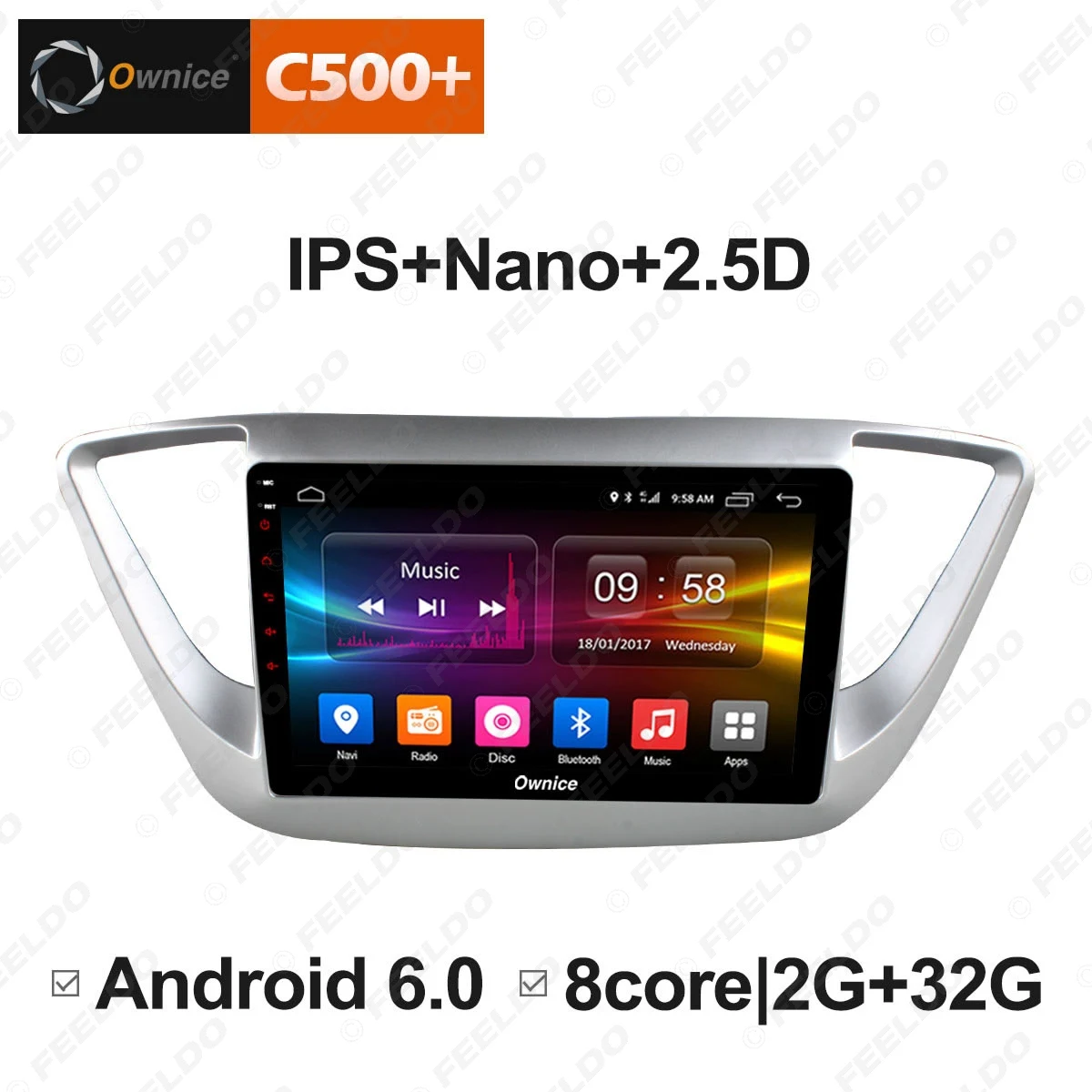 Perfect FEELDO 9 " Android 6.0 4-Core/DDR3 1G/16G/Support 4G Dongle Car Media Player With GPS/FM/AM RDS Radio For Verna 2016/Verna 2018 2