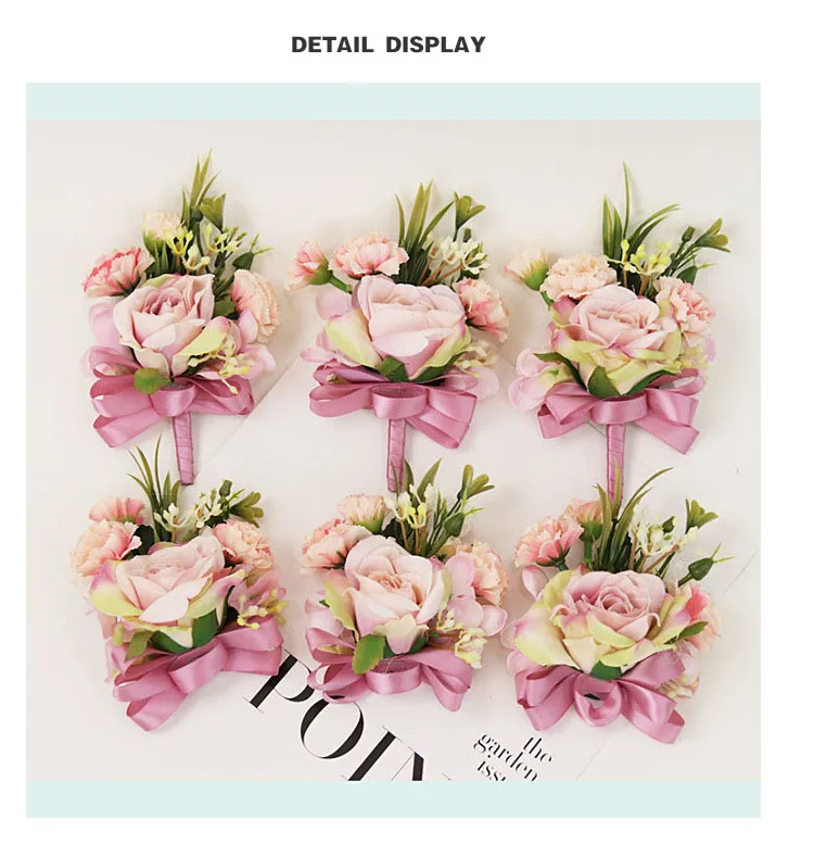 bridesmaid bracelet wedding corsage flowers roses artificial  (18)