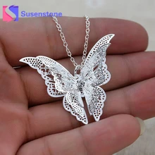 Wholesale New Fashion Women’s Jewelry Butterfly Pendant & Necklace Chain Women Lovely Butterfly Pendant Chain Necklace Jewelry