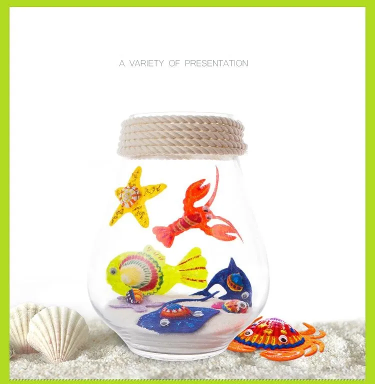 Забавные детские брендовые изображения раковин игрушки включают в себя 20 шт. различных форм раковин и 12 цветов пигмента, детские игрушки для рисования