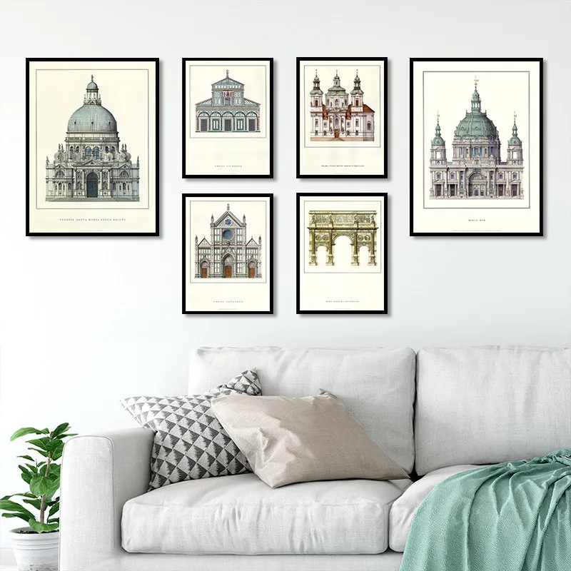

Hot sale Nordic style Realism European architecture Art Canvas Poster and Print Canvas Painting Decorative Wall Decor P0104
