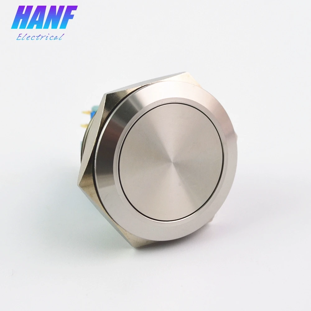 

1pcs 5A/250V 30mm 1NONC Flat Head Momentary Metal Push Button Switch Waterproof Pin 4 Terminals Stainless Steel
