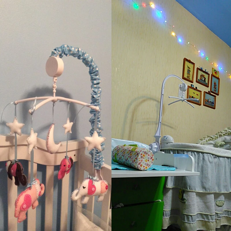 

Baby Crib Mobile Bed Bell Toy White Rattles Bracket Set Holder Arm Bracket Wind-up Music Box Baby Toys Rattles Bracket