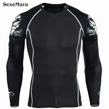 Мужские футболки для фитнеса MMA 3D подростковые волки обтягивающие с длинным рукавом рубашки Кроссфит, бодибилдинг брендовая одежда для фитнеса