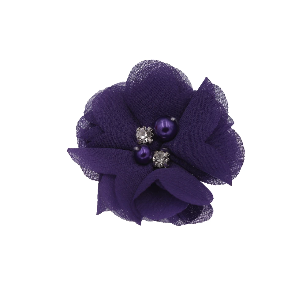 DIY цветы Детский бутик 2," Цветок Алмазные цветы из шифона, изготовленные вручную свадебные аксессуары для волос для девочек без зажимов 20 шт./лот - Цвет: purple