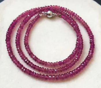 

Genuine Natural Red Tourmaline Crystal Clear Faceted Beads Women Fashion Necklace AAAAA 4mm