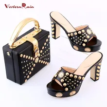 Westernrain White Nigerian Dress Bag Matching Shoe Set High Quality African Shoes And Bags Set for Wedding Fashion Women Sandal
