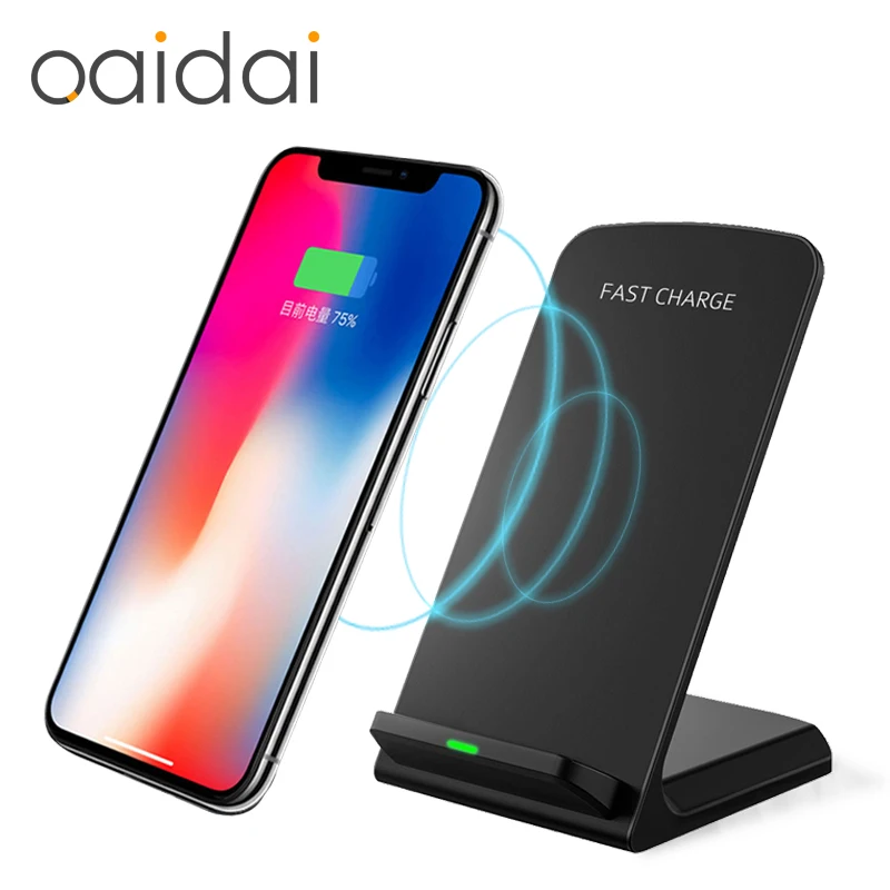 

QI Wireless Charger Quick Charge 3.0 Fast Charging For iPhone 8 X Xs Max Xr and for Samsung S9 S8 2-Coils Stand 5V/2A & 9V/1.67A