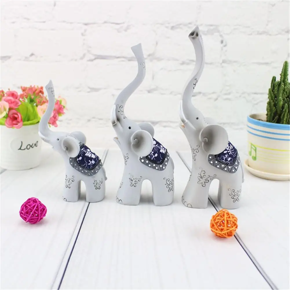 Creative Resin Three Elephants Crafts Ornament Home Elephant For Living