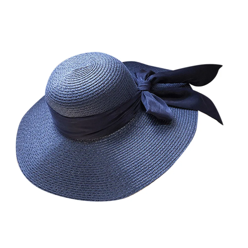 Женская элегантная Стильная летняя большая соломенная шляпа с полями для взрослых женщин девочек модная Солнцезащитная шляпа с УФ-защитой защищает большой бант летняя пляжная шляпа* 1