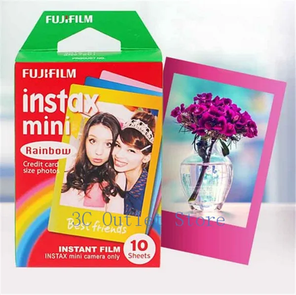 Подлинная Fujifilm Instax Радуга мини-фильм Цвет край 3 дюймов Фотобумага для Fuji Фотоаппарат моментальной печати мини 8 7 s 25 50 s 90 70 SP-1 SP-2