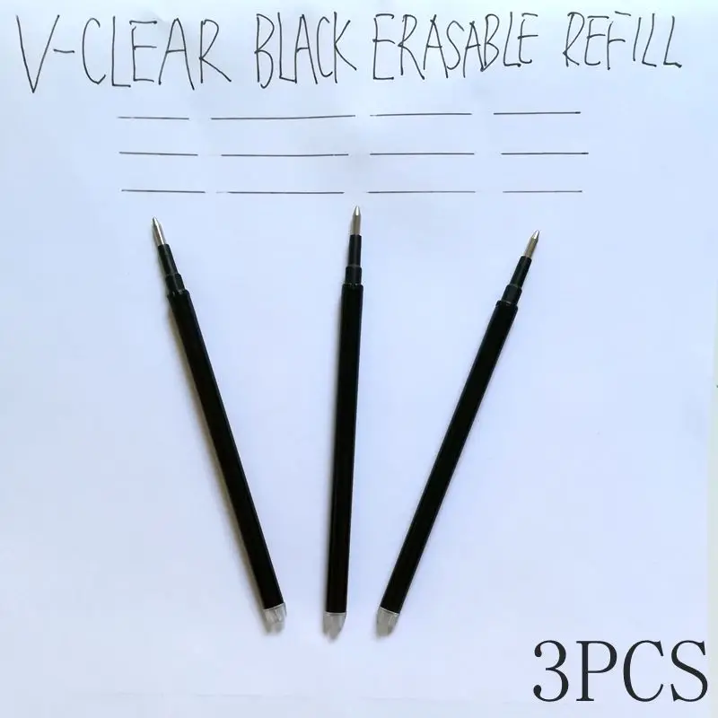 VCLEAR 0,7 мм студенческий популярный фрикционный стирающийся карандаш исчезновение магии чернила фрисон гелевые чернила стираемая ручка школьные офисные принадлежности - Цвет: 3 pcs Black Refill