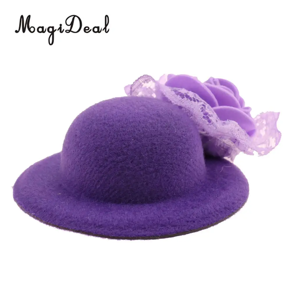 MagiDeal Fashion 1Pc Cloth Vintage Round Bowler Doll Hat Cap for 28-30cm Doll Clothes Accs Dollhouse Decor Children Toy 8Colors