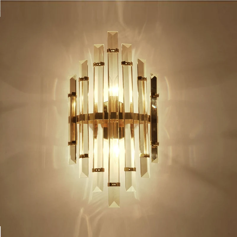 

crystal wall lamps wall Iron modern led crystal wall light indoor lighting AC 90-260V Gold and silver light body