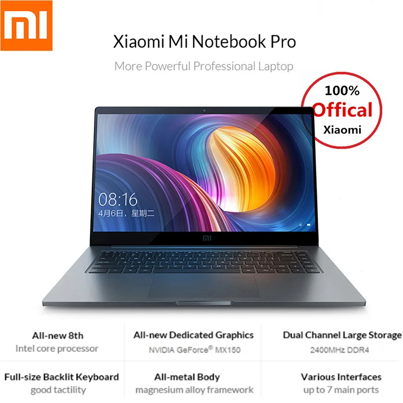 

Xiaomi Mi Notebook Pro 15.6 inch 16:9 1920*1080 IPS 256GB SSD Windows 10 Intel Core i5/i7 Quad Core Laptop Fingerprint Dual WiFi