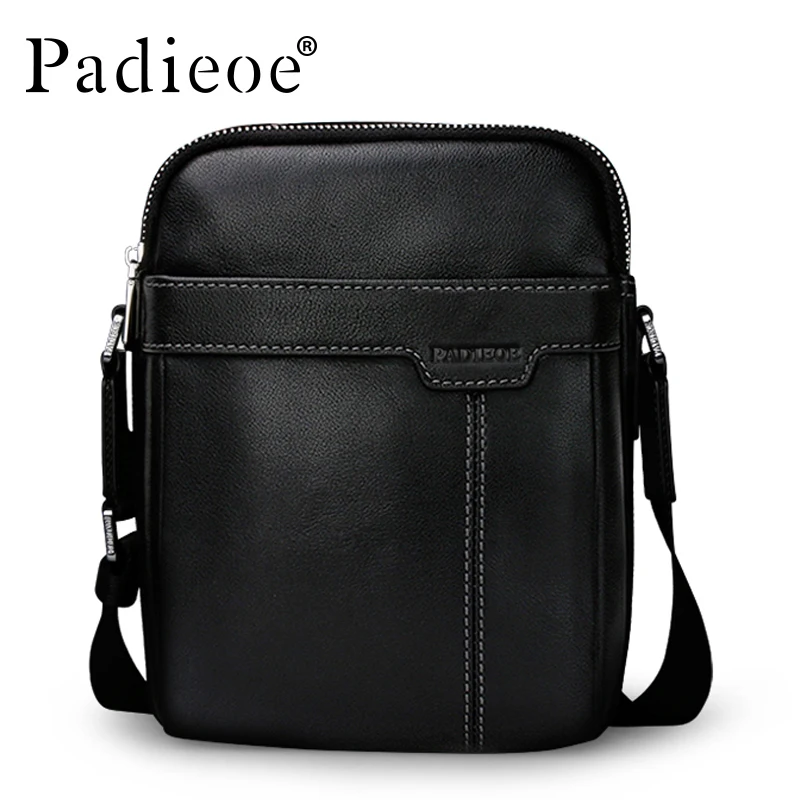 

Padieoe Genuine Cow Leather Mens Bag for Male New Fashion Shoulder Messenger Bags Famous Brand Crossbody Bags