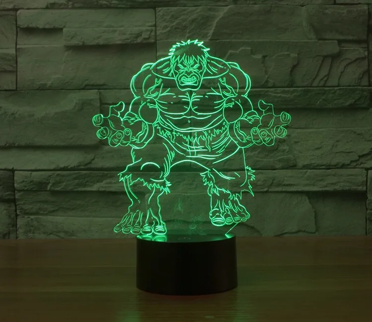 Мультипликационный персонаж Халк 3D ночник USB энергосберегающие настольные лампы