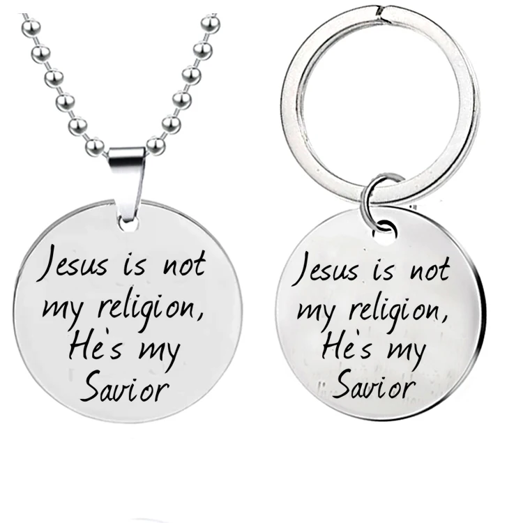 

Jesus is not my religion he's my savior Christian keychain stainless steel key chain bag car key holder porte clef