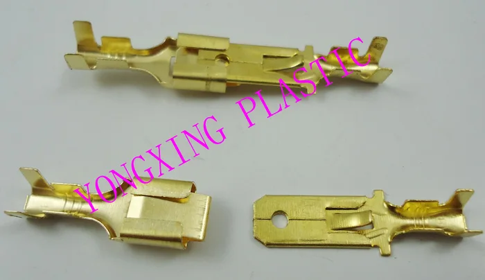 

100pcs/lot 6.3 terminal male 50pcs+female 50+wire cable connector brass color
