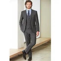 Индивидуальный заказ мода темно-серый Для мужчин Бизнес костюм Для мужчин Нарядные Костюмы для свадьбы смокинг для Жениха Лучший мужской