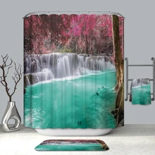 3D водопад и цветок занавески для душа природа пейзаж водонепроницаемый плесени доказательство утолщенной ванной шторы для ванной комнаты
