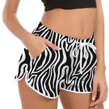 Женские пляжные шорты с принтом быстросохнущие купальные костюмы, шорты для тренировок, летние спортивные штаны для отдыха в тренажерном зале, пляжные брюки