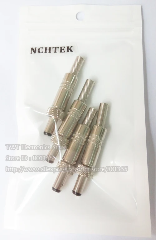

NCHTEK Lockable DC 5.5x2.1mm Power Male Plug Socket Adapter Connector With Screw Nut Locking For Cable/Free shipping/4PCS