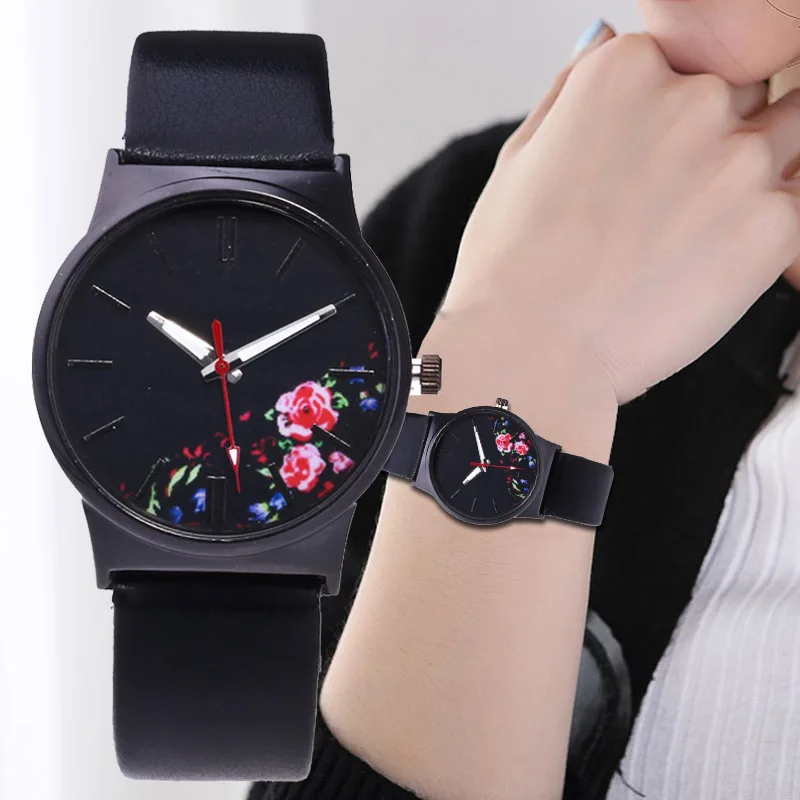 

Fashion Wristwatches Women Leather Elegant flower Watch luxury Brand Quartz Watches Ladies Montre Femme Hodinky Clocks