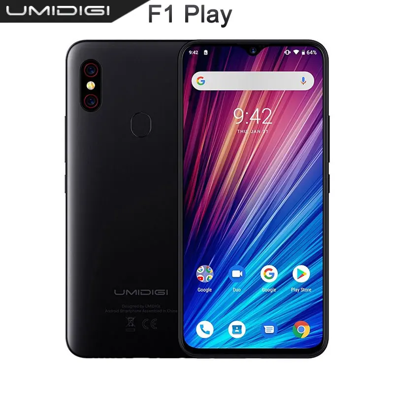 UMIDIGI F1 Play смартфон 6 ГБ ОЗУ 64 Гб ПЗУ 3 дюймовый экран FHD глобальная версия двойной 4G