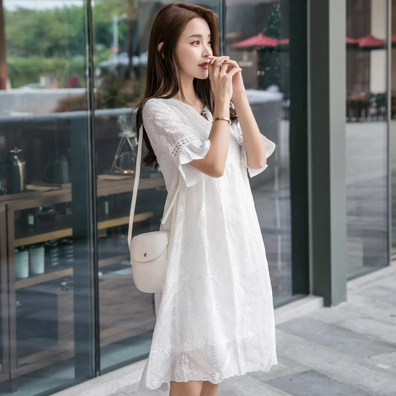 

Sundress for pregnant women high waist Slim lace skirt maternity dress two-piece Summer maternity clothes