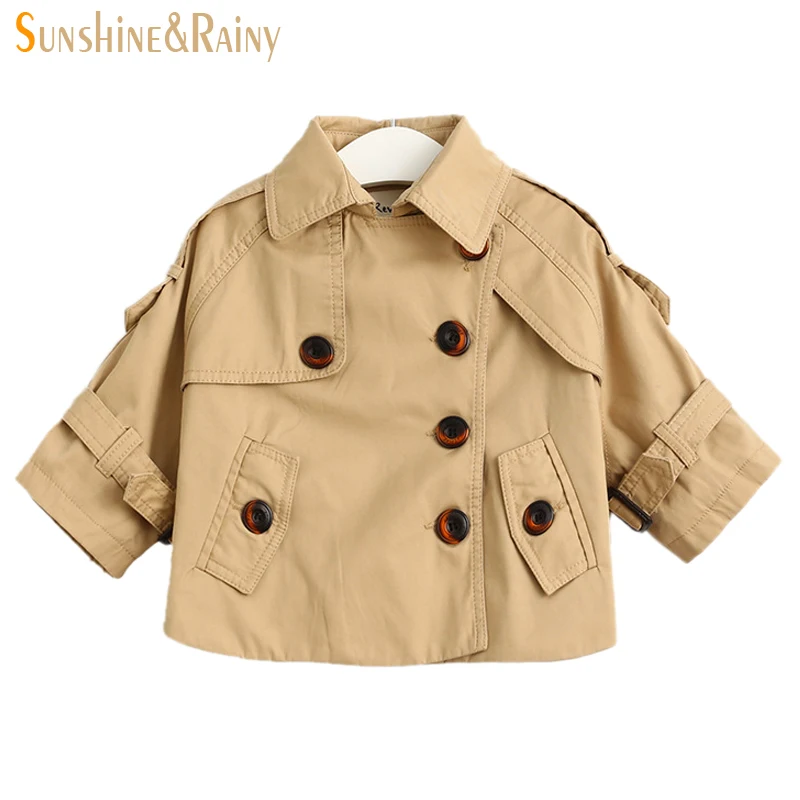 Clearance Windbreaker Brand Girls Jackets And Coats Classic Khaki Kids Trench Coat Baby Girl