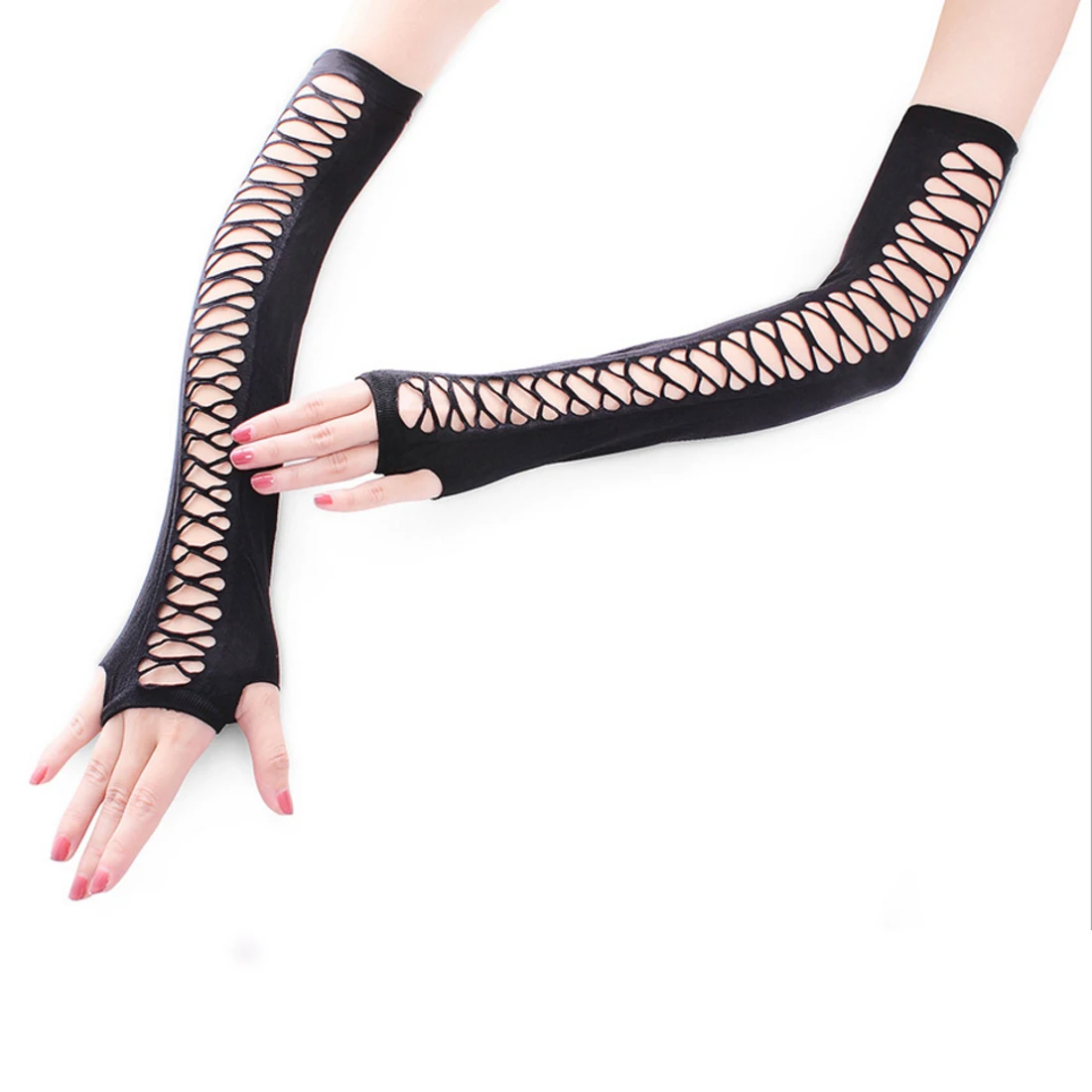 Fashion Long Disco Dance Costume Lace Gloves Section Hip hop