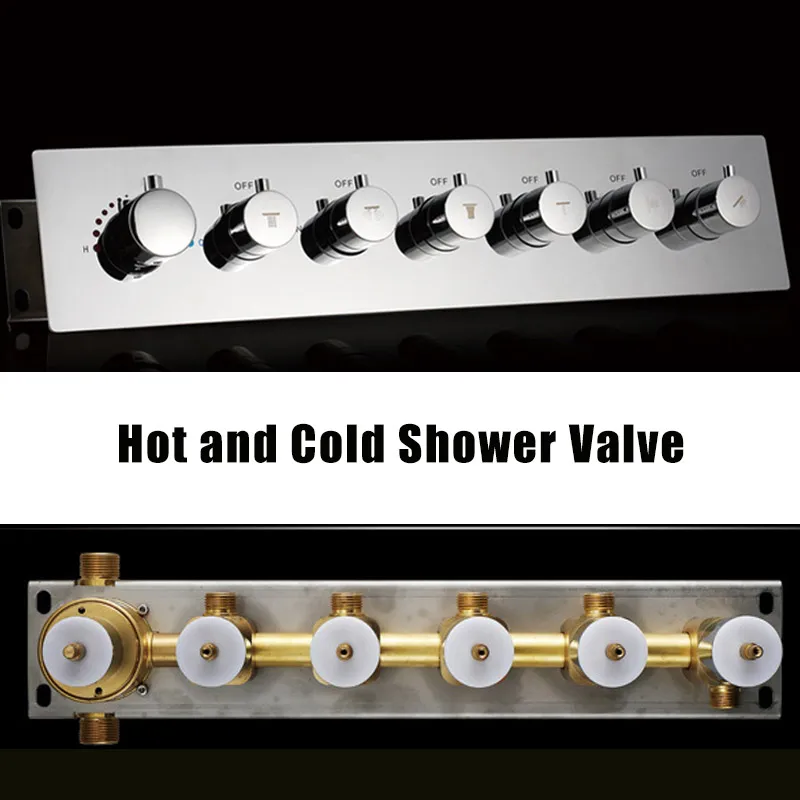 Термостатический смеситель с клапаном, сенсорная панель, светодиодный душ с дождевой насадкой, водопад, душевой набор для ванной, 71X43 см, большая туманная душевая головка, массажный спа